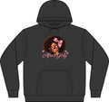 Afro & Girly Camo Hoodie – Pink Bow Portrait – Adult Pullover Sweatshirt