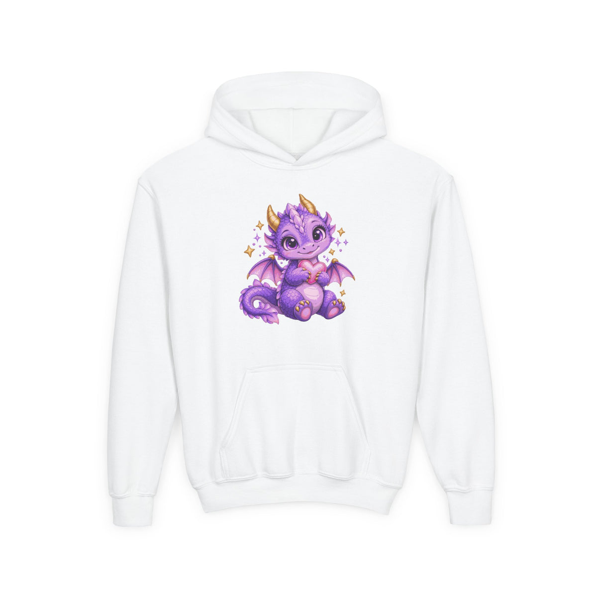 Cute Purple Dragon Girls Hoodie – Baby Dragon & Heart