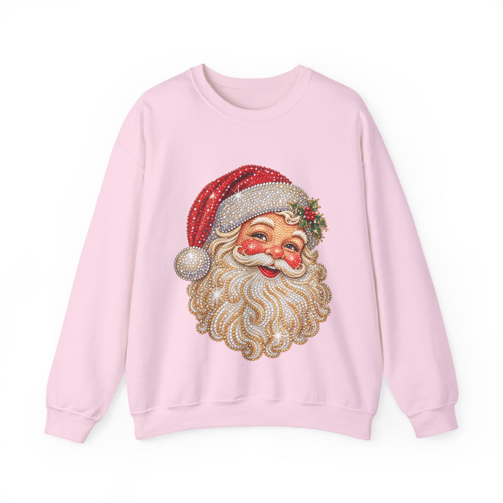 Santa Claus Rhinestone-Effect Sweatshirt for Women – Christmas Crewneck