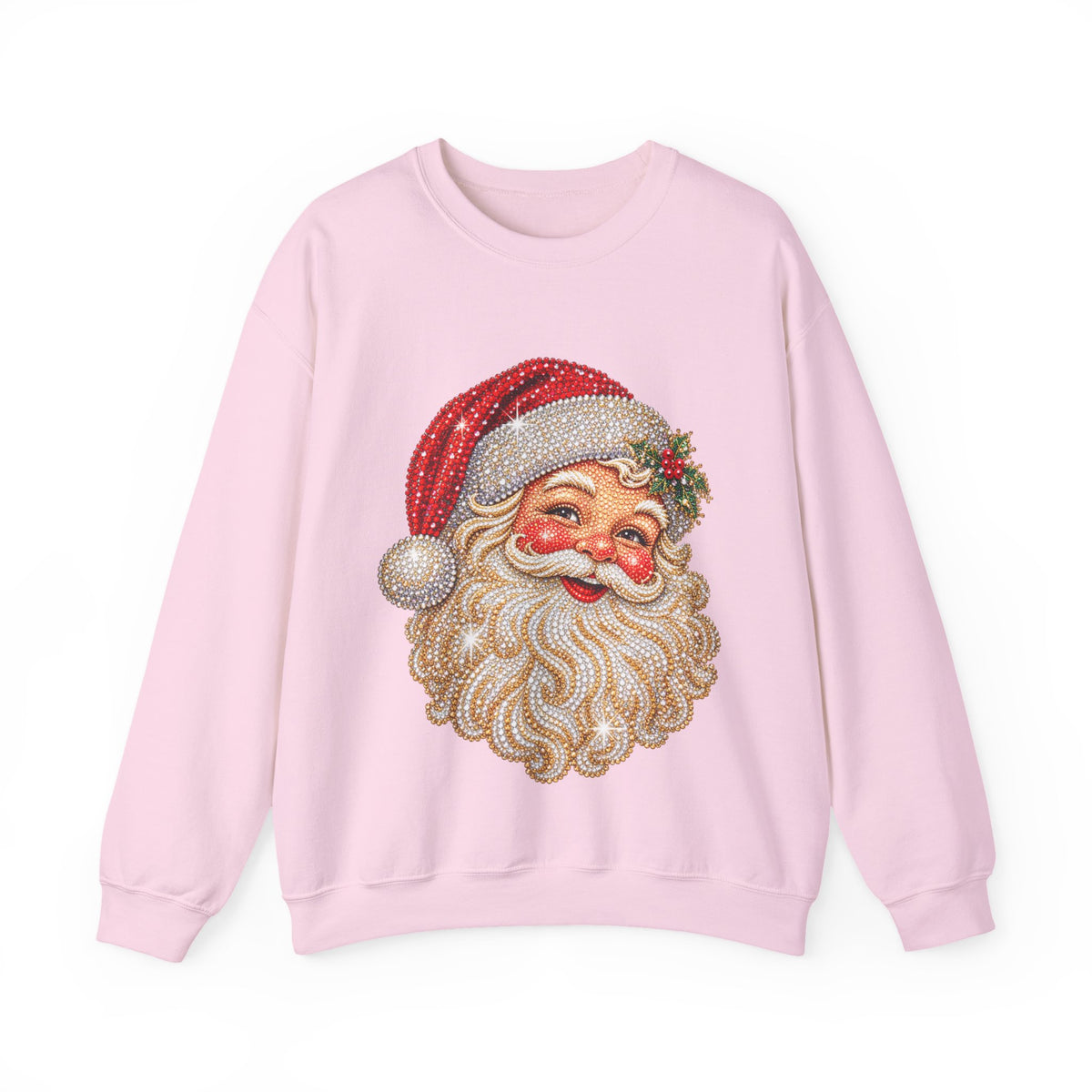 Santa Claus Rhinestone-Effect Sweatshirt for Women – Christmas Crewneck
