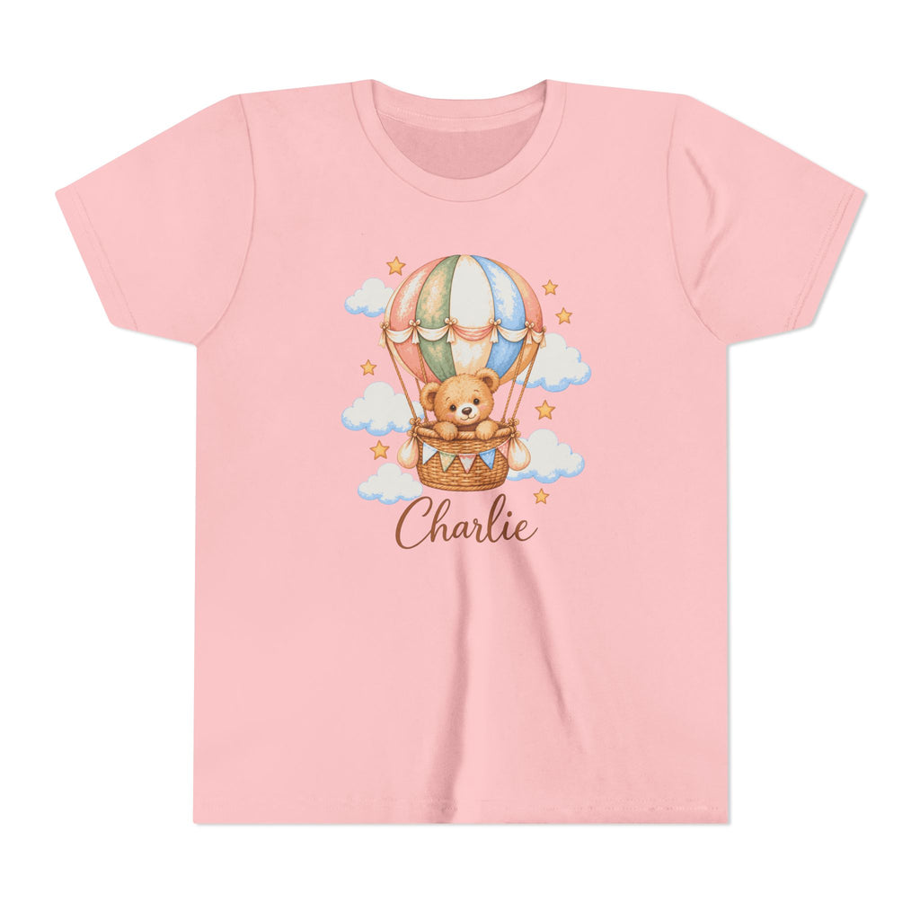 Personalized Teddy Bear Hot Air Balloon Kids T-Shirt – Custom Name