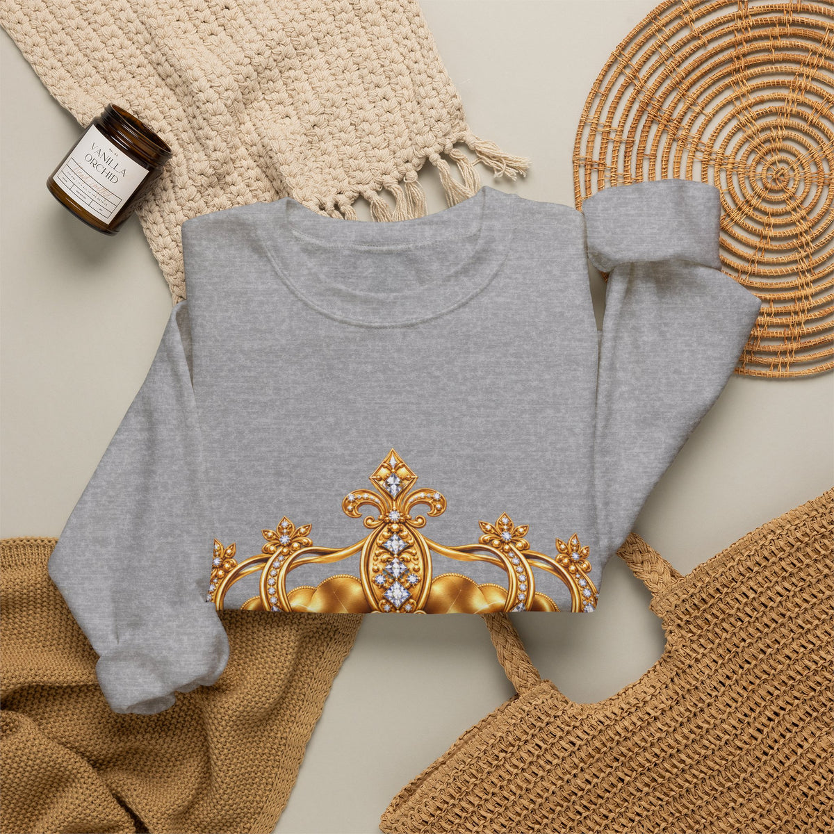 Personalized Gold Crown Sweatshirt for Women – Custom Name