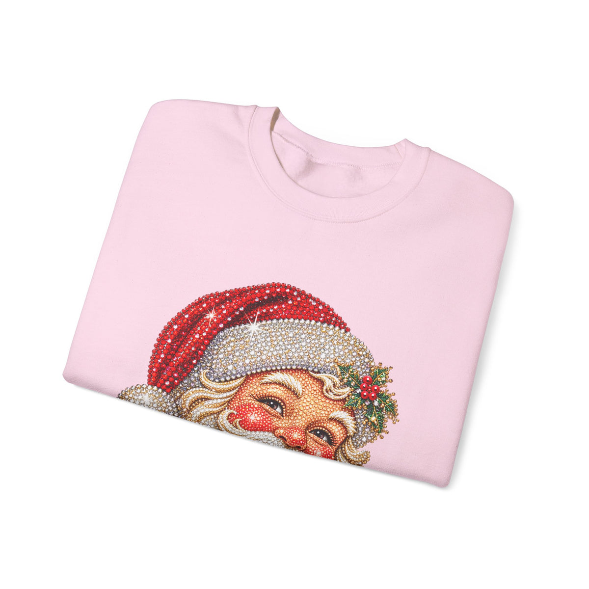 Santa Claus Rhinestone-Effect Sweatshirt for Women – Christmas Crewneck