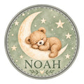 Personalized Moon Teddy Bear Nursery Wood Sign – Sage Green