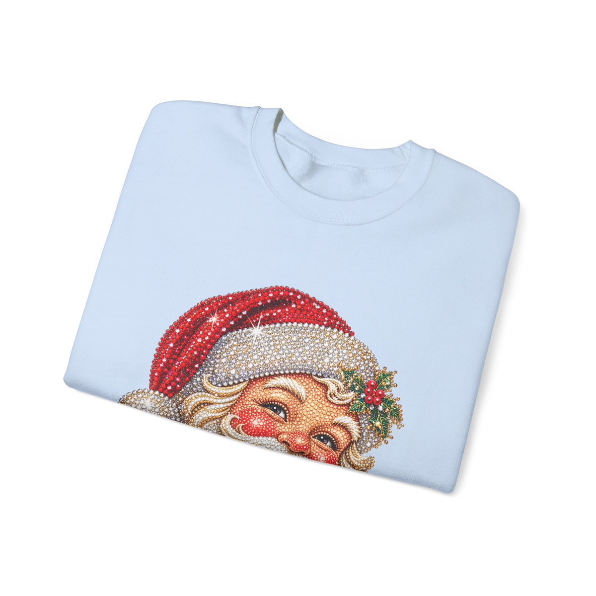 Santa Claus Rhinestone-Effect Sweatshirt for Women – Christmas Crewneck