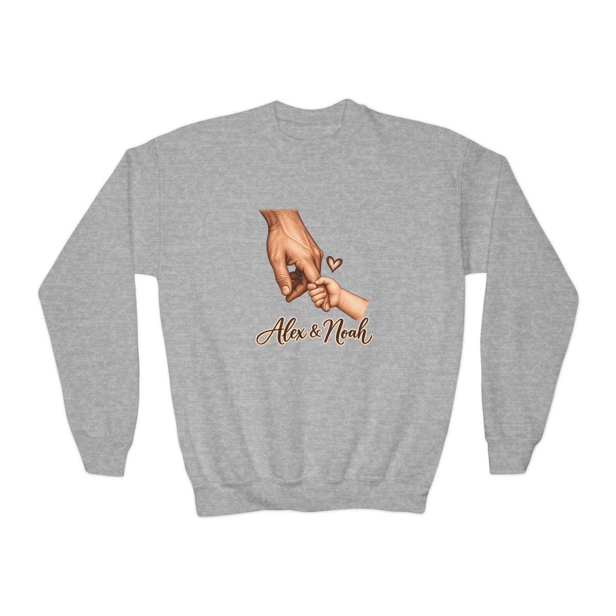 Personalized Father & Child Holding Hands Sweatshirt – Youth – Custom Names