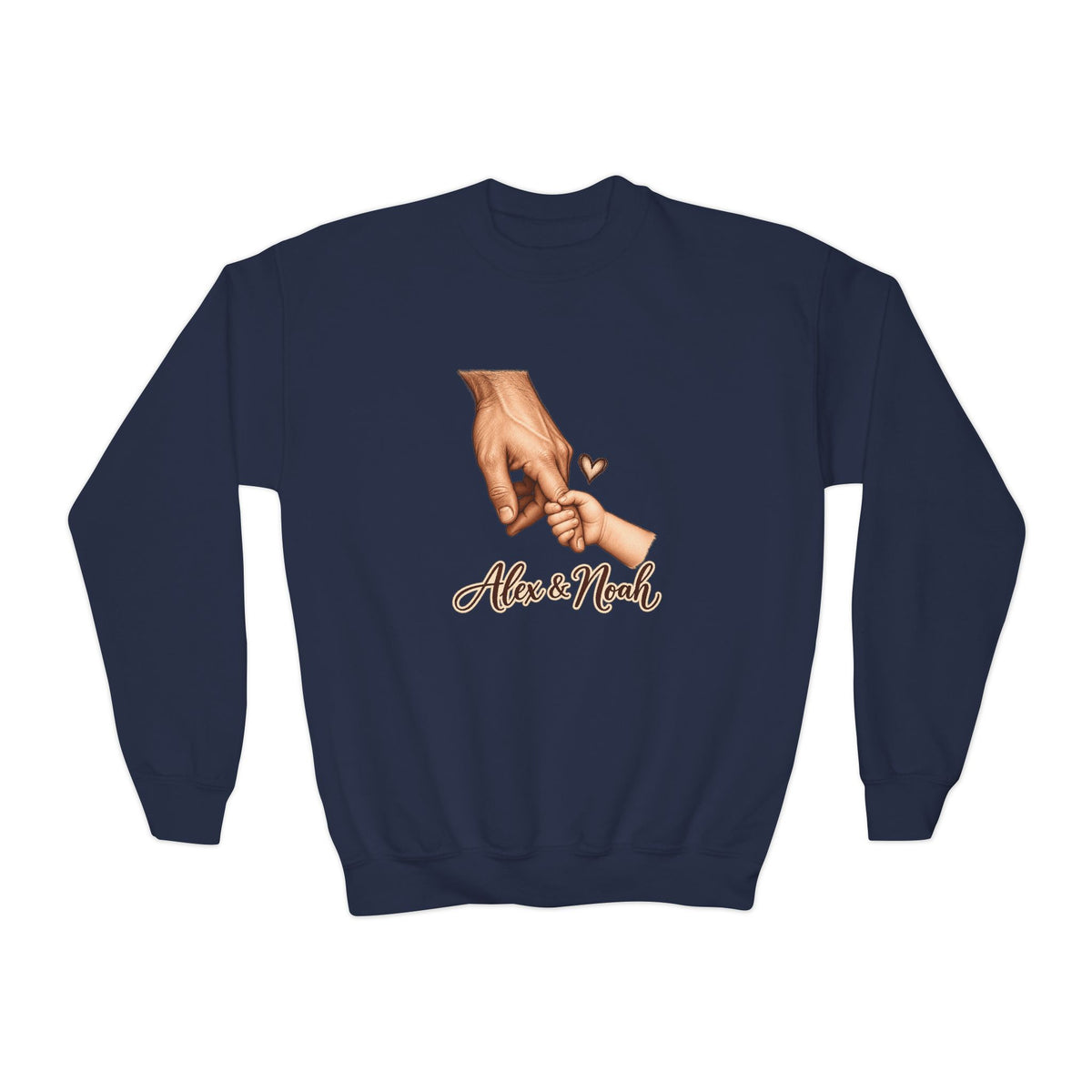 Personalized Father & Child Holding Hands Sweatshirt – Youth – Custom Names