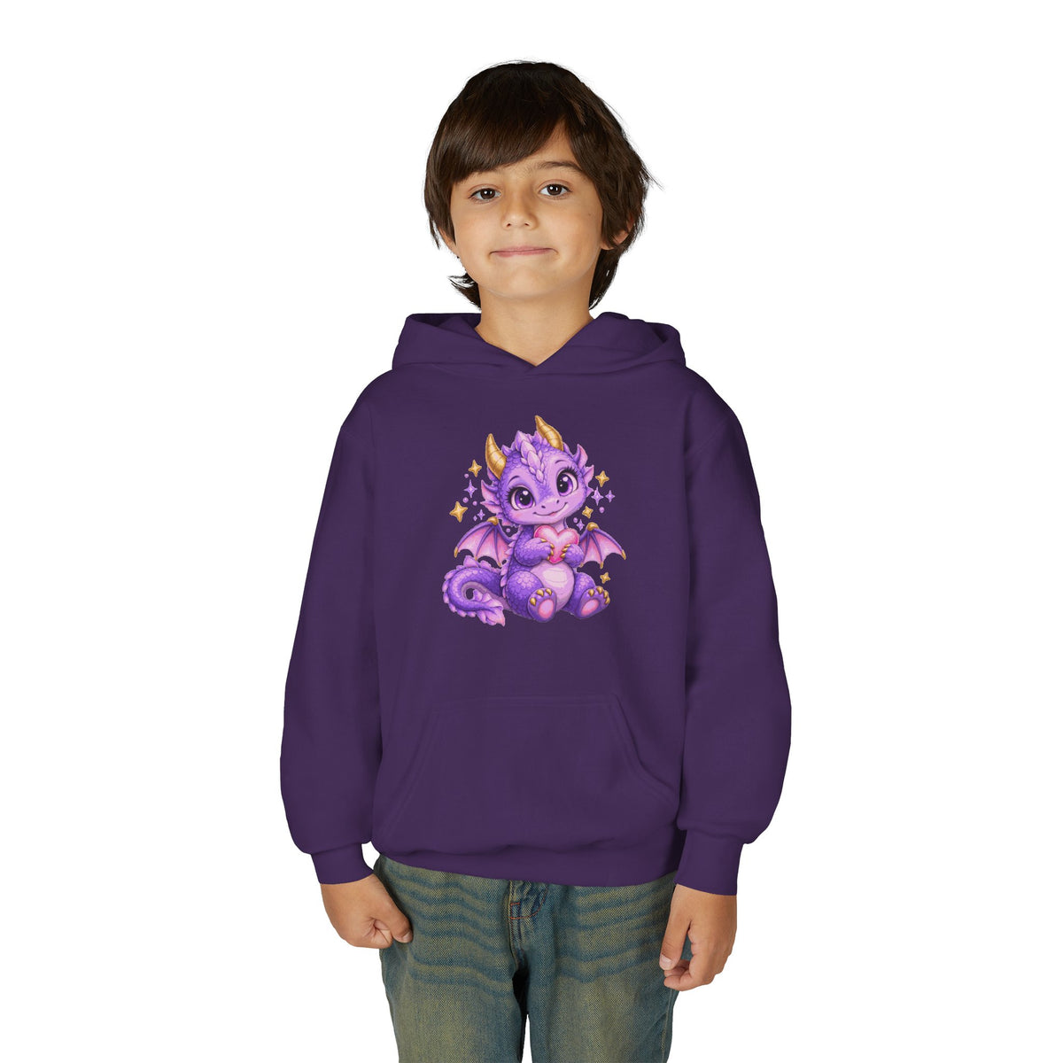 Cute Purple Dragon Girls Hoodie – Baby Dragon & Heart