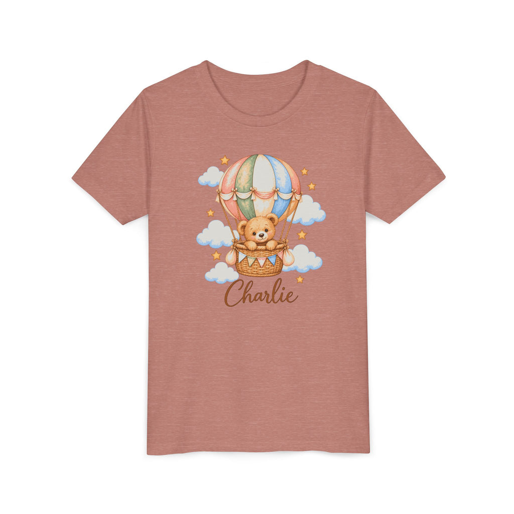 Personalized Teddy Bear Hot Air Balloon Kids T-Shirt – Custom Name
