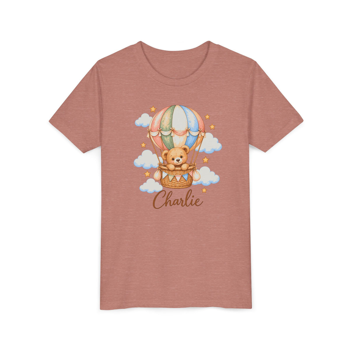 Personalized Teddy Bear Hot Air Balloon Kids T-Shirt – Custom Name