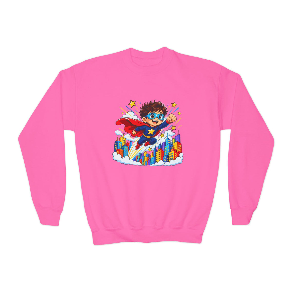 Little Superhero Kids Sweatshirt – Colorful Comic Adventure
