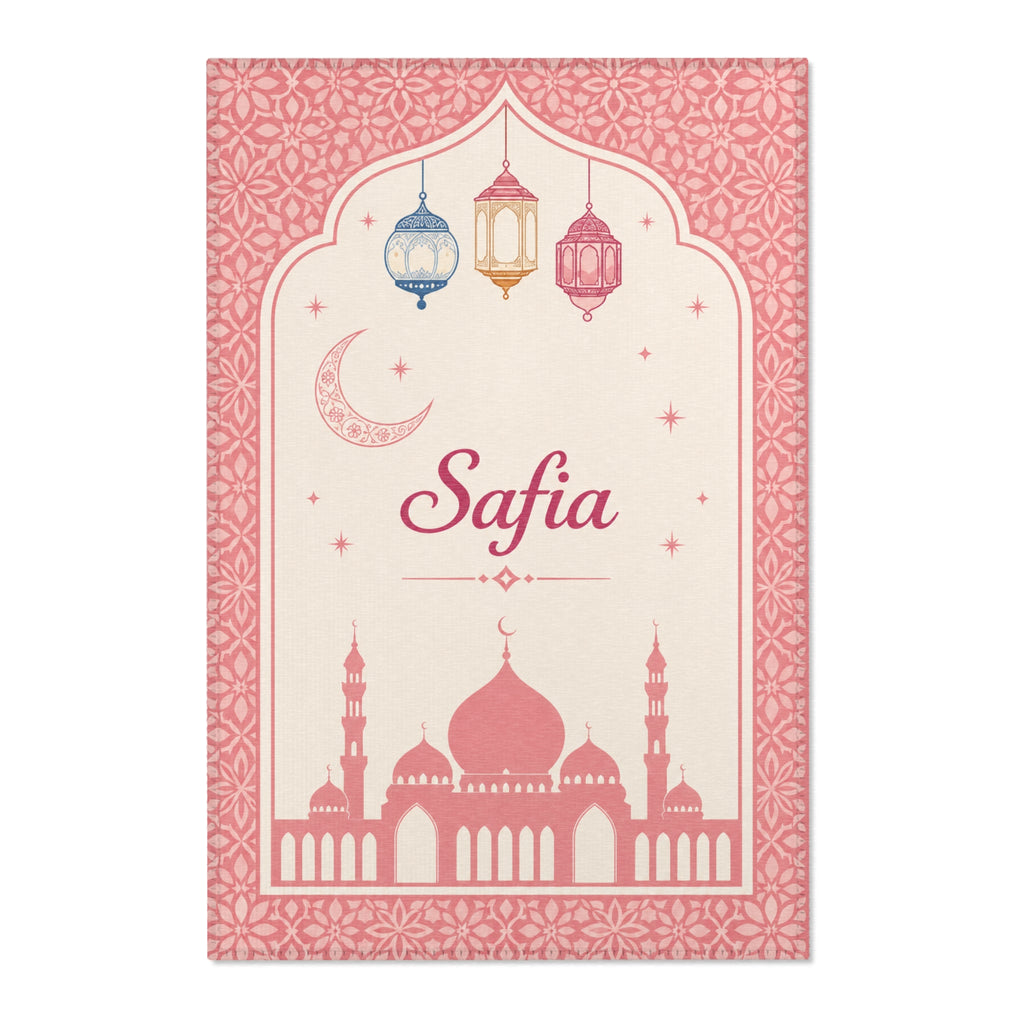 Personalized Kids Name Rug – Pink Mosque & Lantern Design – 24 × 36 in