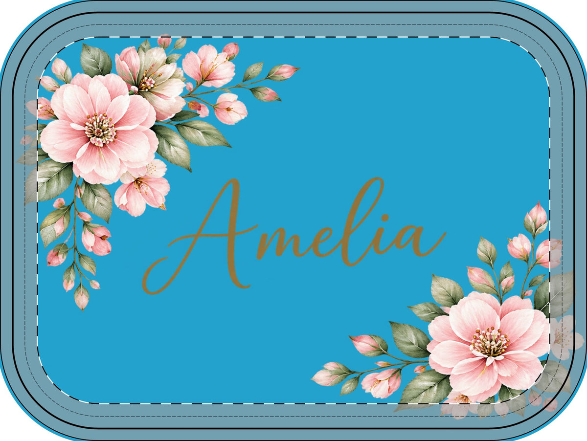 Personalized Floral Jewelry Travel Case – Custom Name – Pink or Light Blue