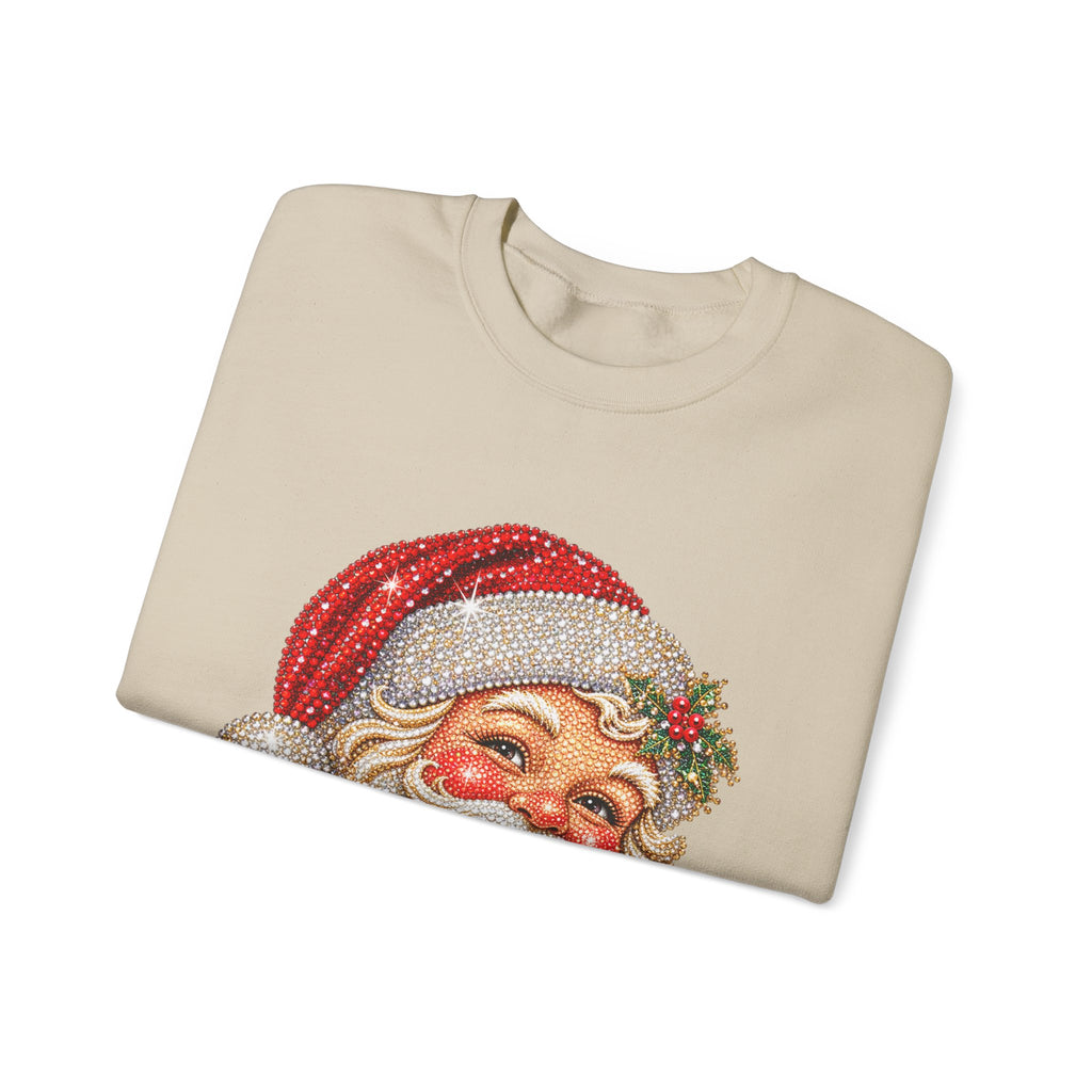 Santa Claus Rhinestone-Effect Sweatshirt for Women – Christmas Crewneck