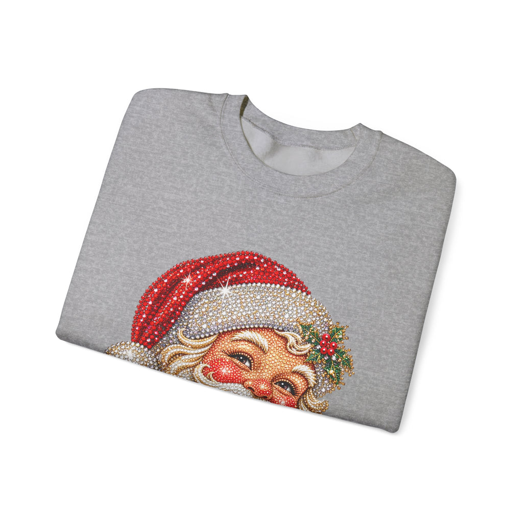 Santa Claus Rhinestone-Effect Sweatshirt for Women – Christmas Crewneck