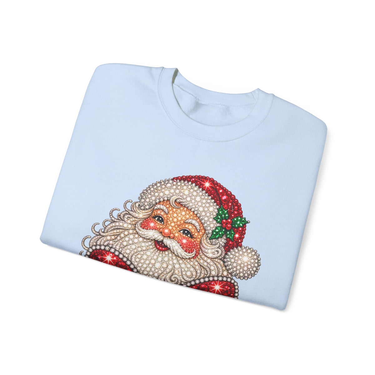 Santa Claus & Big Red Bow Sweatshirt for Women – Printed Rhinestone Effect