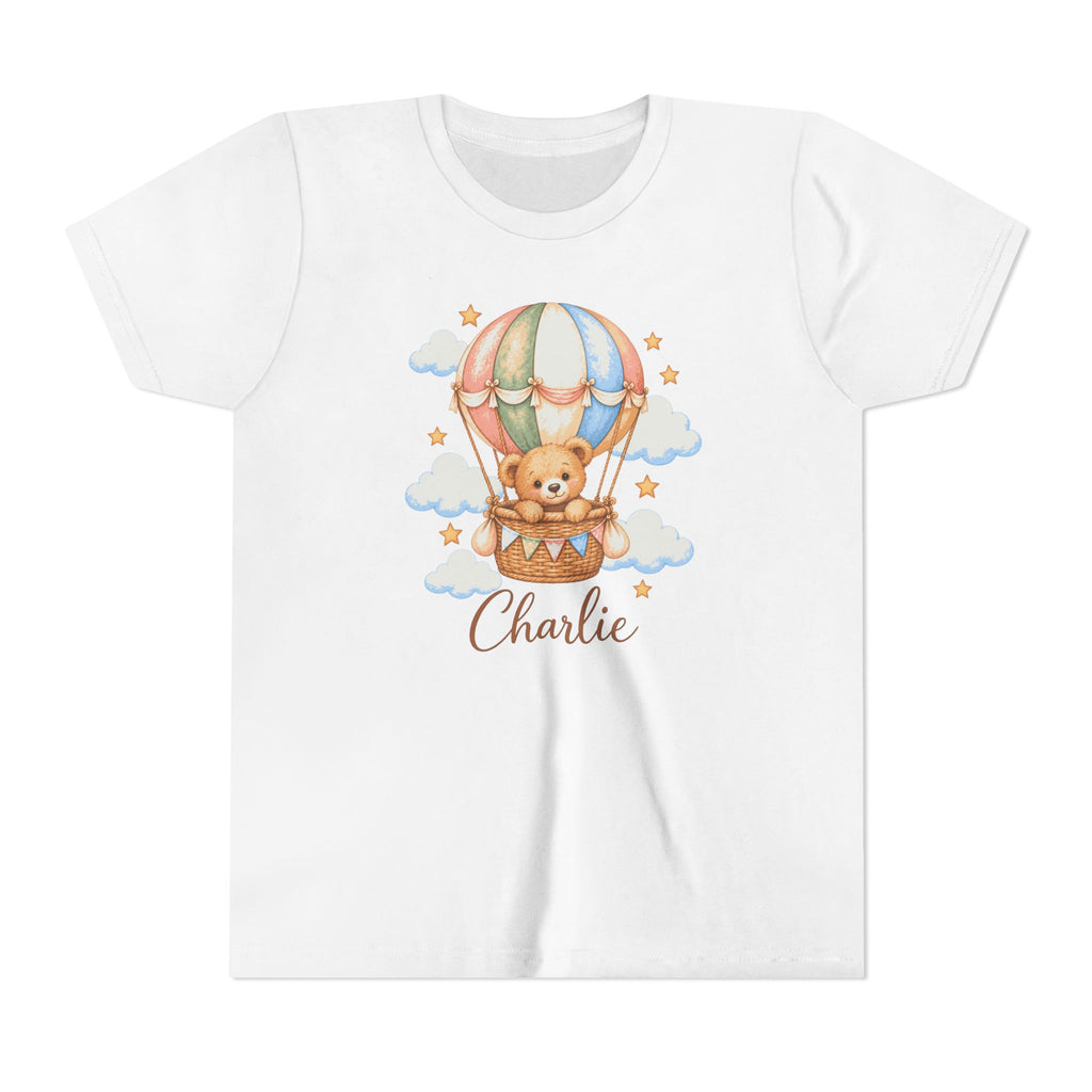 Personalized Teddy Bear Hot Air Balloon Kids T-Shirt – Custom Name