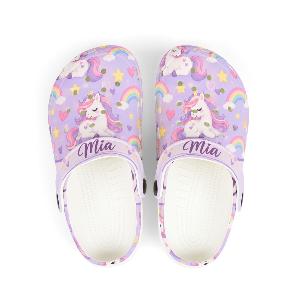 Personalized Girls EVA Clogs – Unicorn Dreams – Custom Name