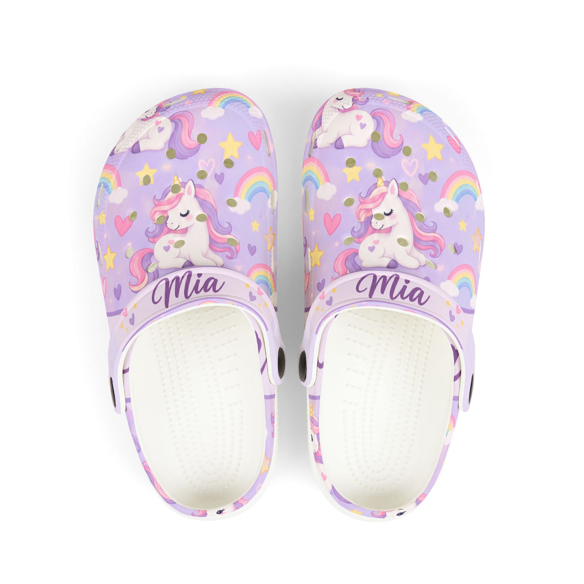 Personalized Girls EVA Clogs – Unicorn Dreams – Custom Name