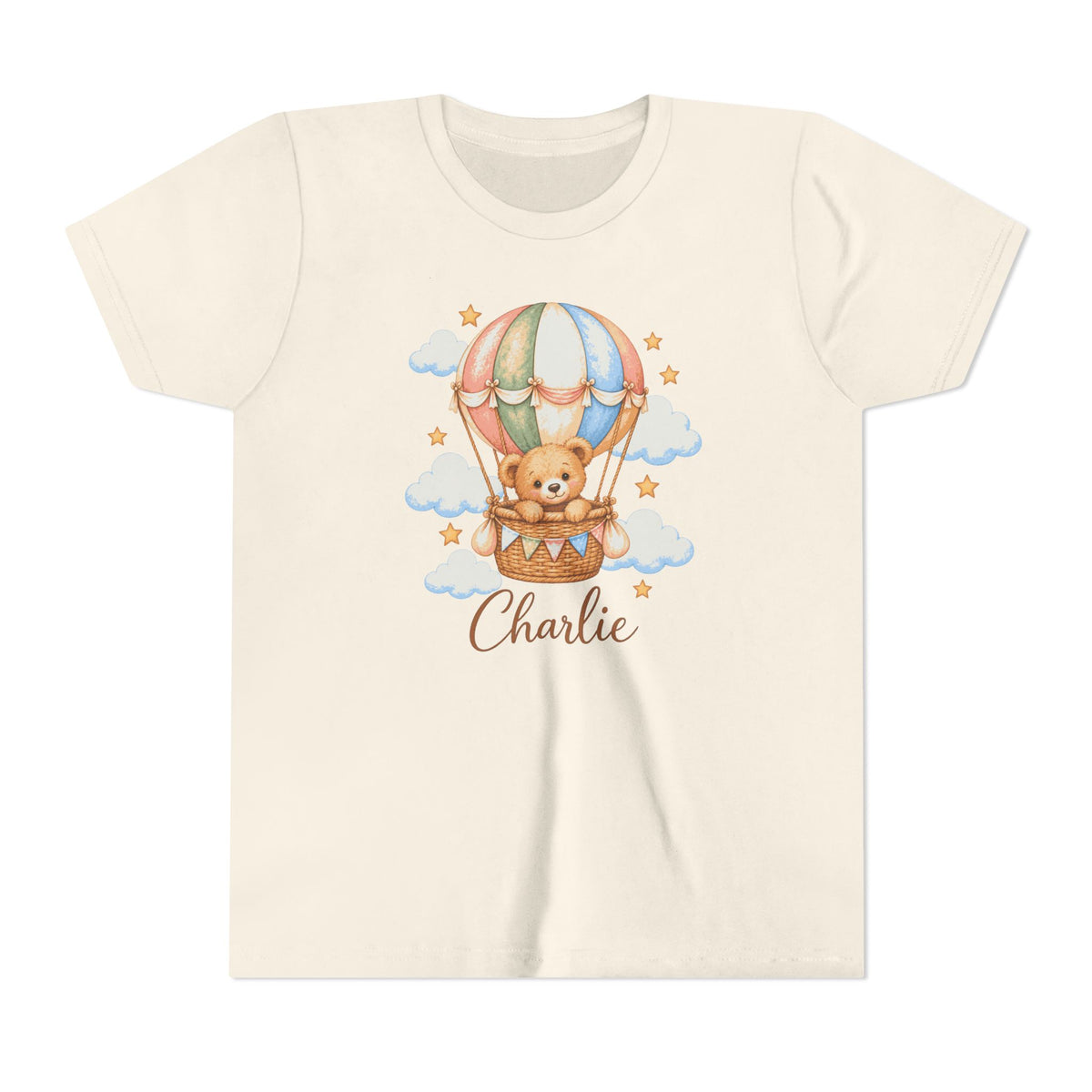 Personalized Teddy Bear Hot Air Balloon Kids T-Shirt – Custom Name