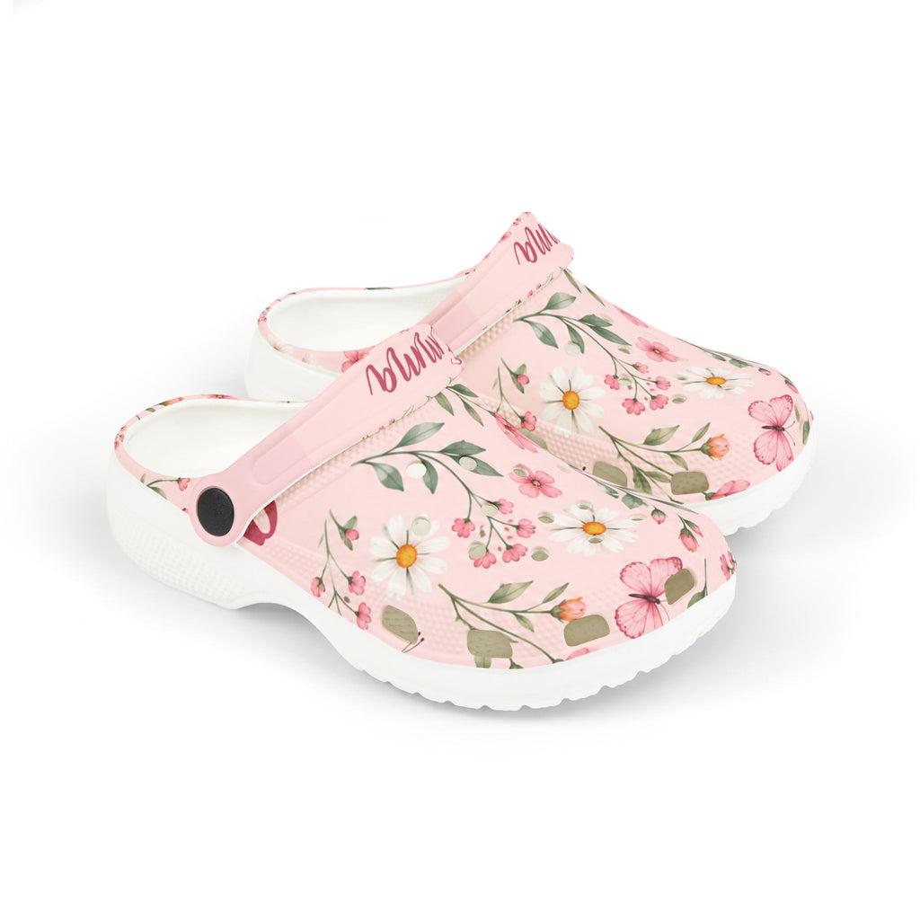 Personalized Girls EVA Clogs – Flowers & Butterflies – Custom Name