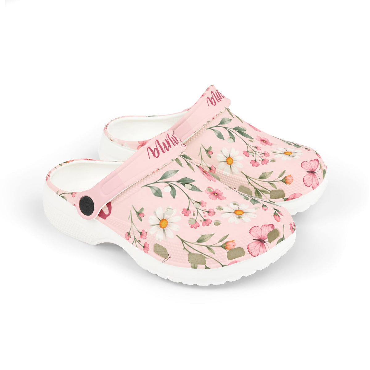 Personalized Girls EVA Clogs – Flowers & Butterflies – Custom Name
