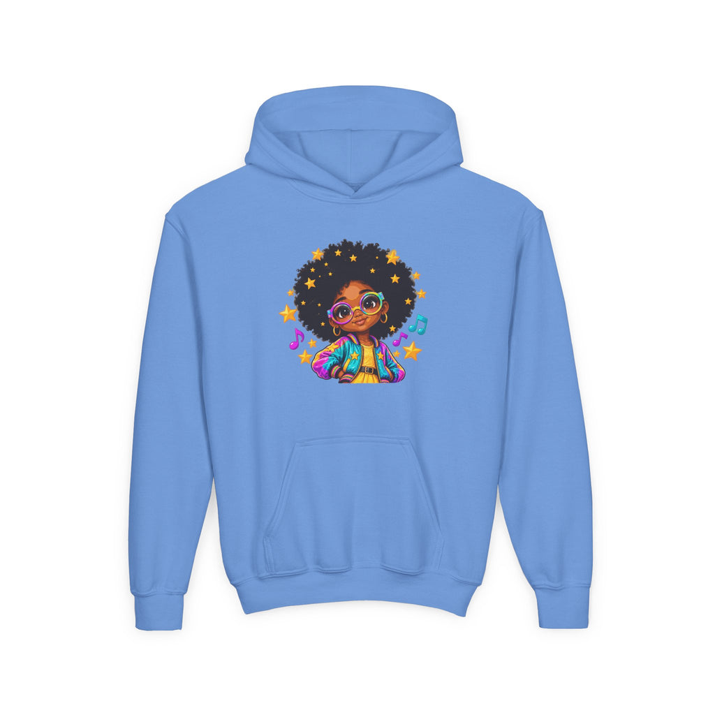 Afro Pop Kids Hoodie – Colorful Natural Hair & Music Graphic