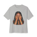 Golden Confidence Oversized Graphic Tee – Braided Woman & Gold Jewelry Print
