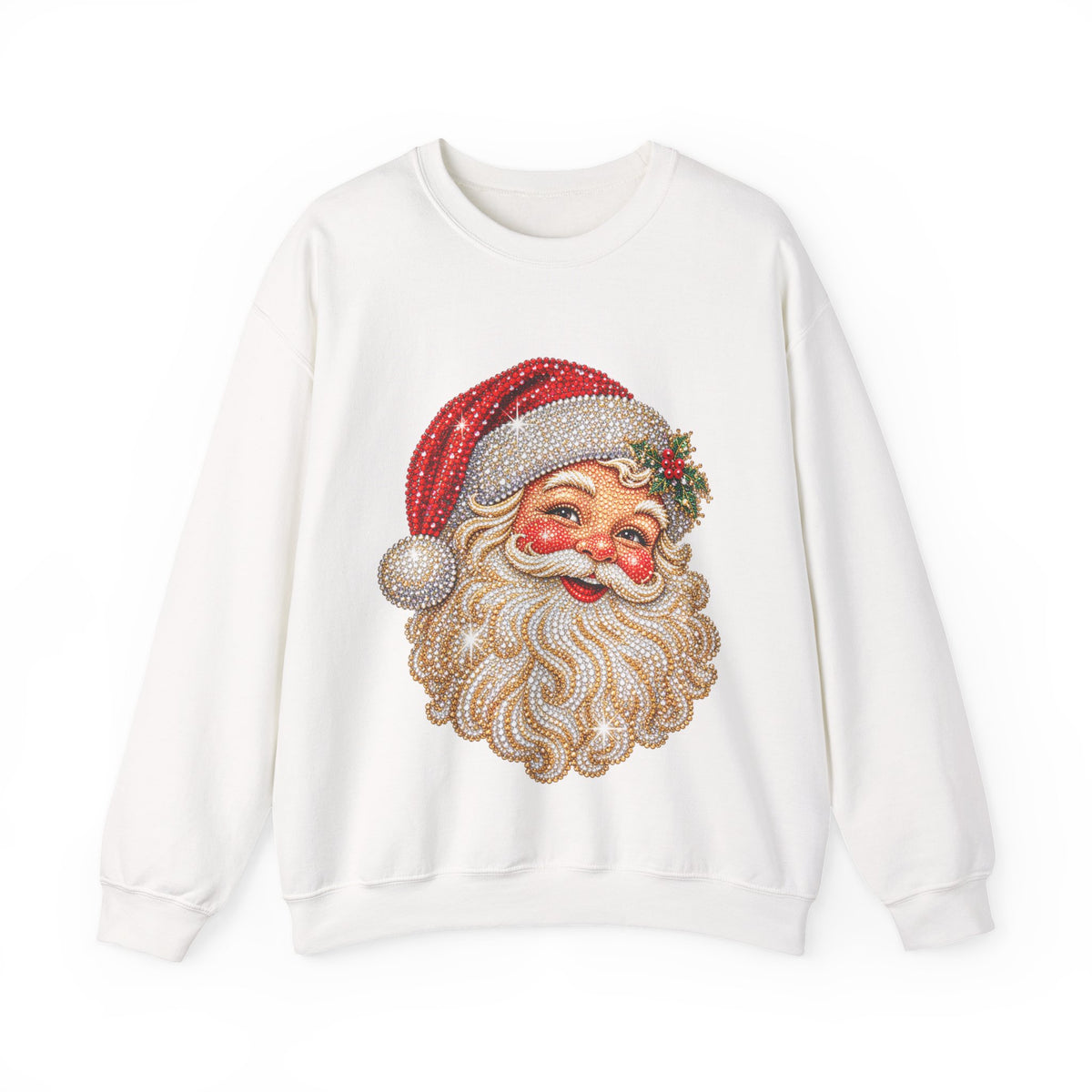 Santa Claus Rhinestone-Effect Sweatshirt for Women – Christmas Crewneck