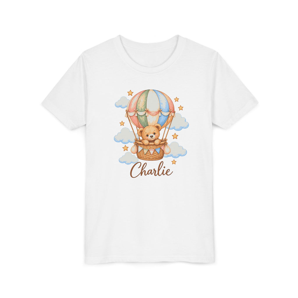 Personalized Teddy Bear Hot Air Balloon Kids T-Shirt – Custom Name