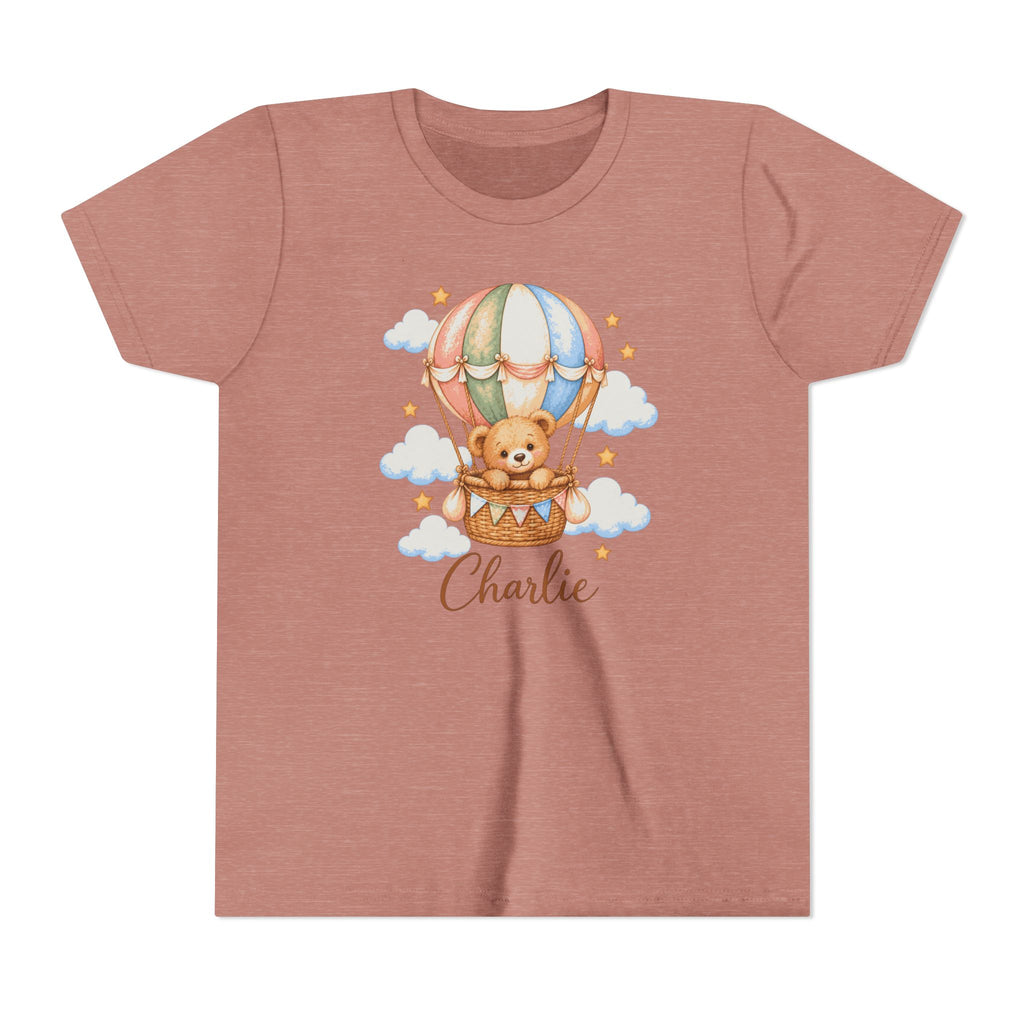 Personalized Teddy Bear Hot Air Balloon Kids T-Shirt – Custom Name