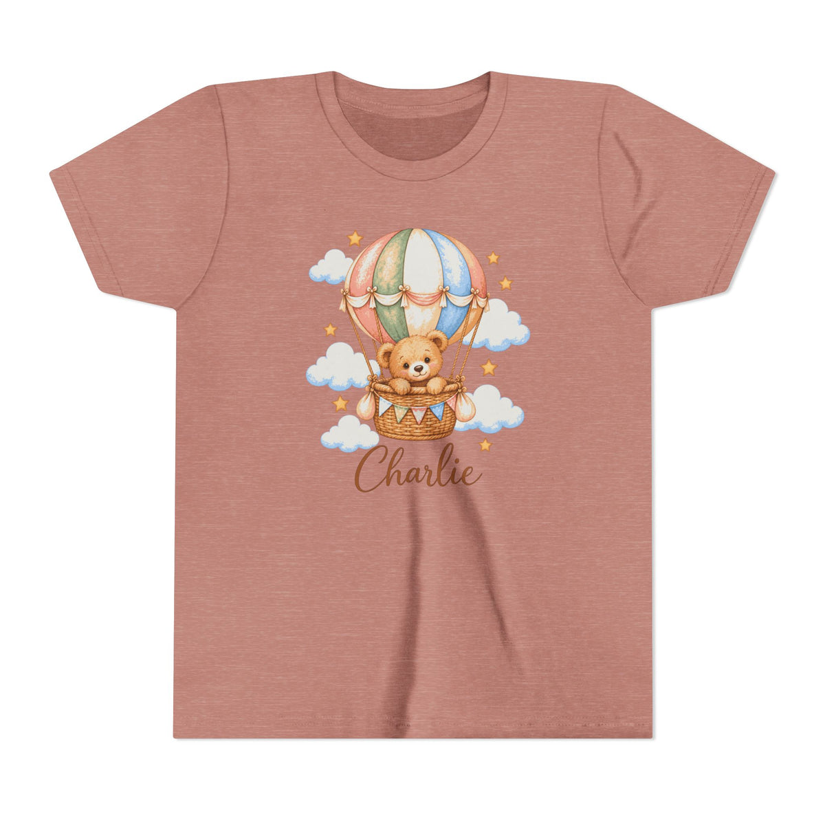 Personalized Teddy Bear Hot Air Balloon Kids T-Shirt – Custom Name