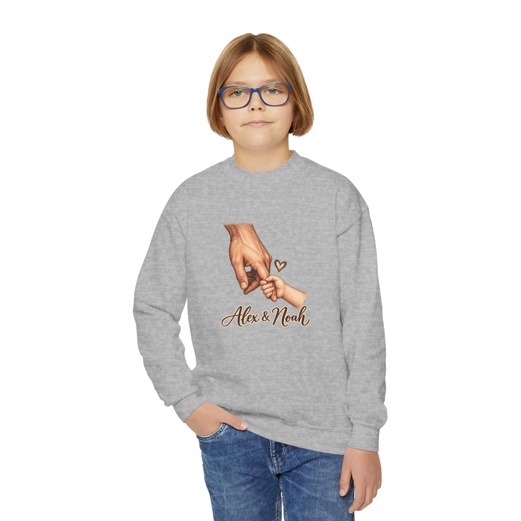 Personalized Father & Child Holding Hands Sweatshirt – Youth – Custom Names