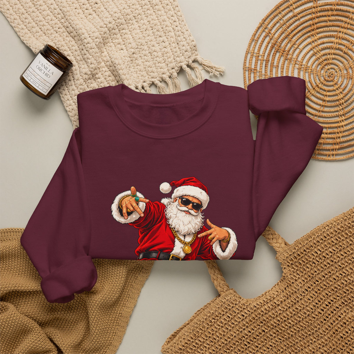 Hip Hop Santa Sweatshirt for Men – Cool Dancing Santa Christmas Crewneck