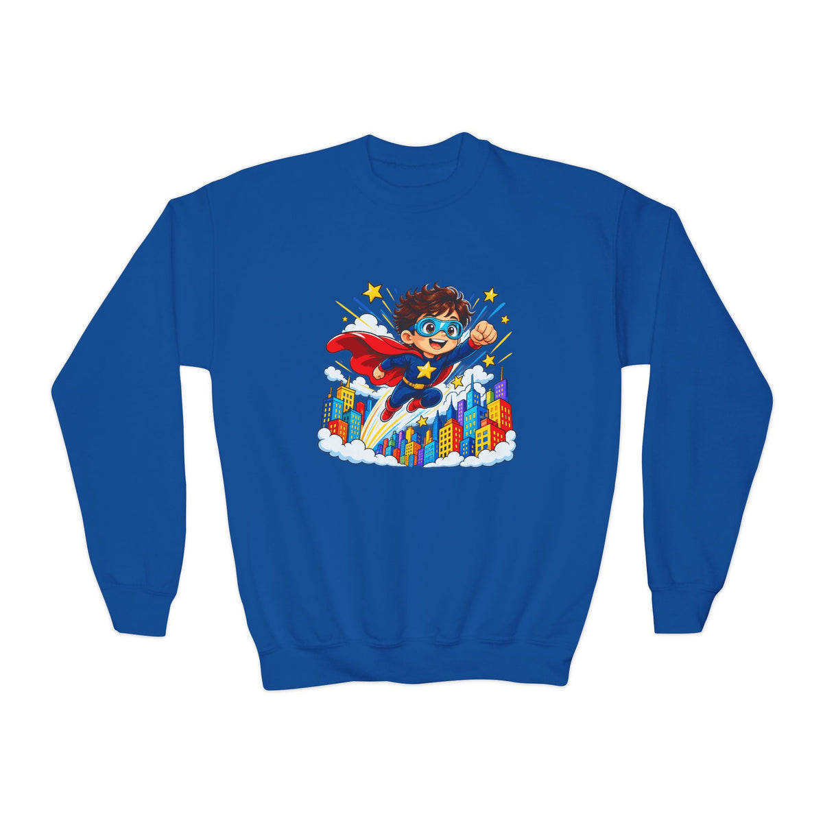 Little Superhero Kids Sweatshirt – Colorful Comic Adventure