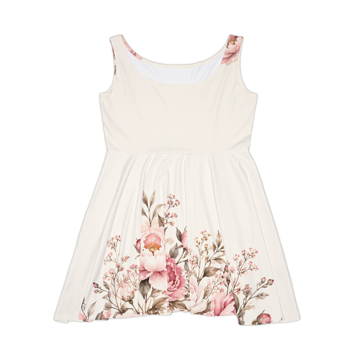 Ivory Peony Skater Dress – Blush Floral Print