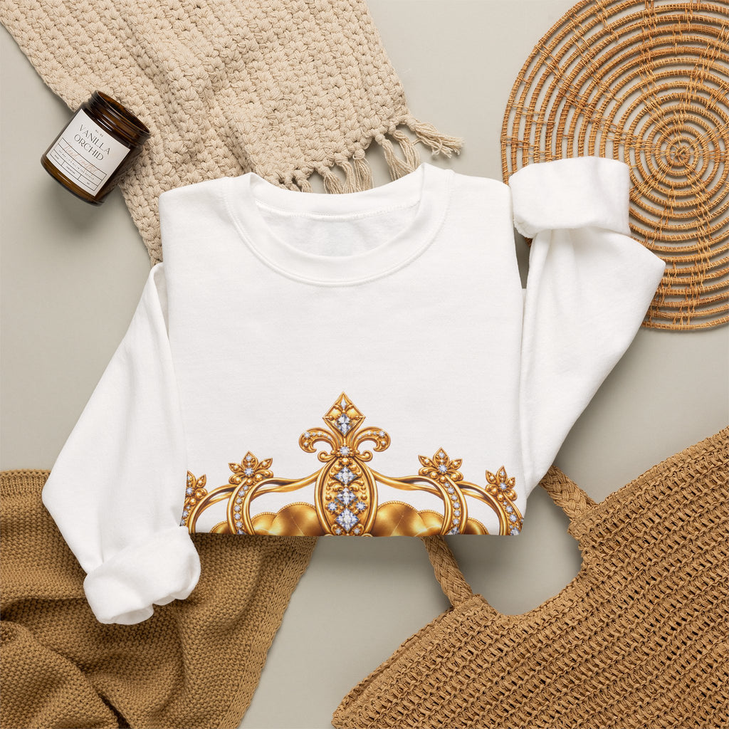 Personalized Gold Crown Sweatshirt for Women – Custom Name