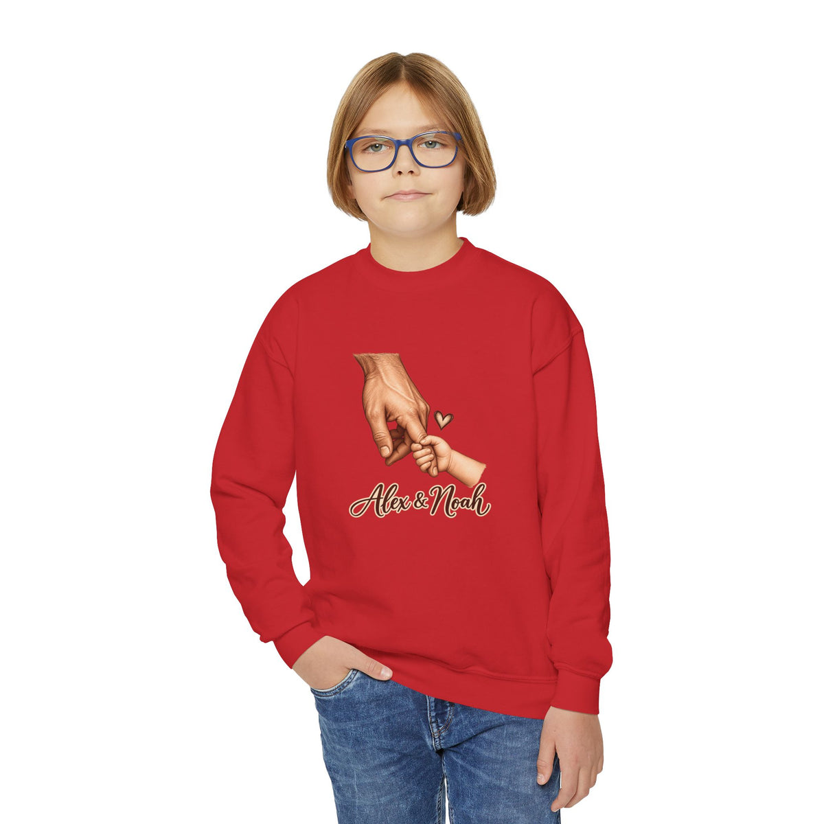 Personalized Father & Child Holding Hands Sweatshirt – Youth – Custom Names