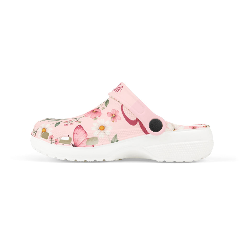 Personalized Girls EVA Clogs – Flowers & Butterflies – Custom Name