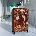 Personalized Mrs Claus Christmas Suitcase – Custom Name Malika, Red & Gold