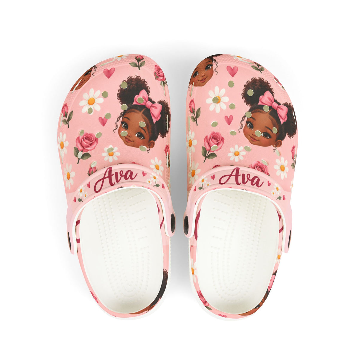 Personalized Girls EVA Clogs – Afro Girly – Custom Name