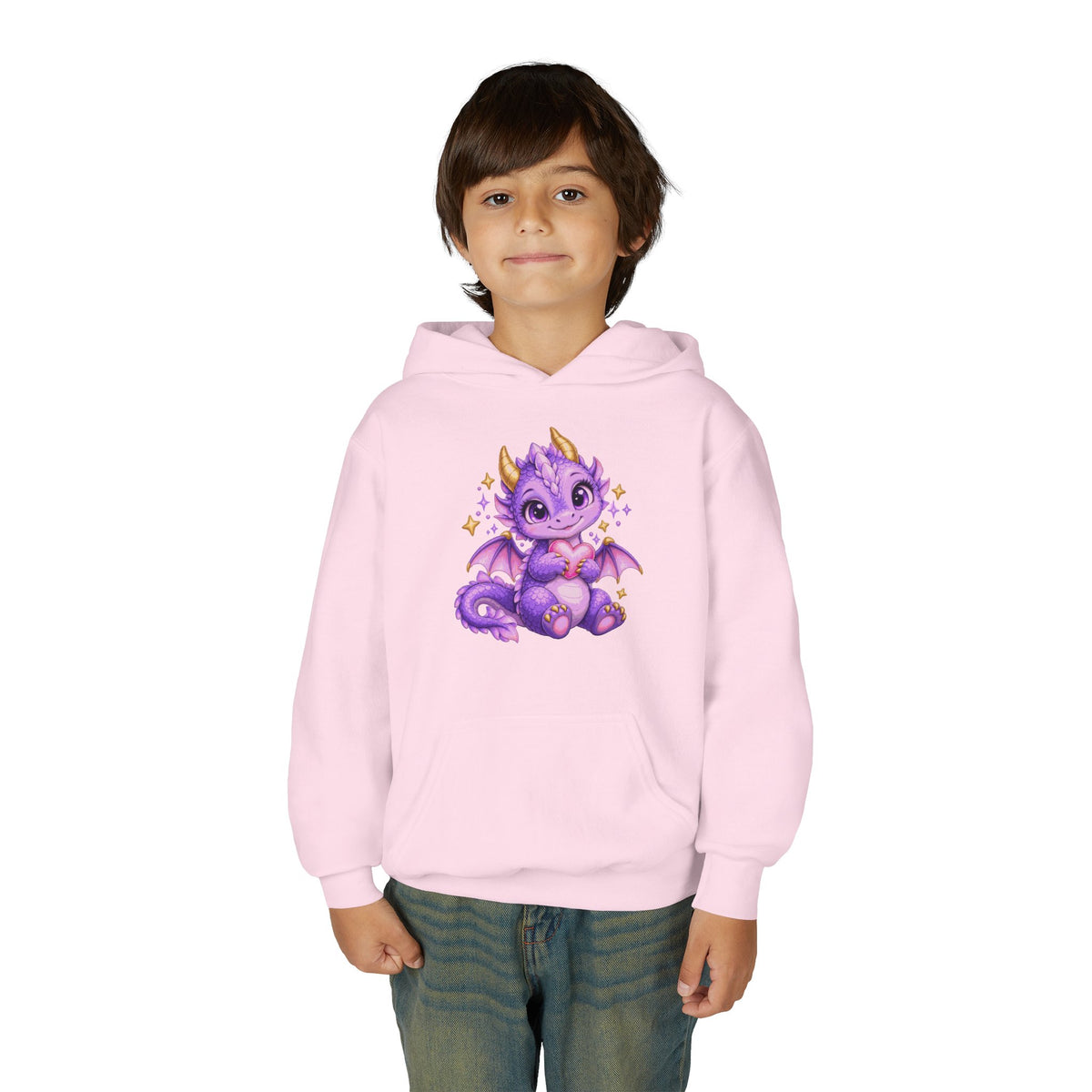 Cute Purple Dragon Girls Hoodie – Baby Dragon & Heart