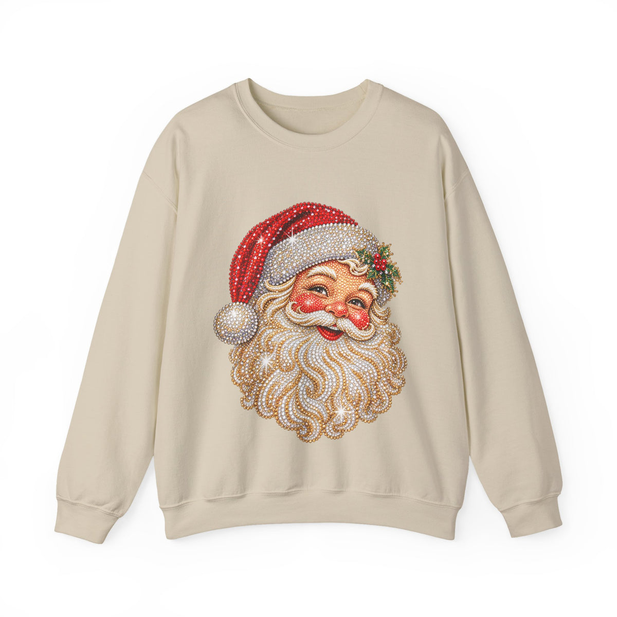 Santa Claus Rhinestone-Effect Sweatshirt for Women – Christmas Crewneck