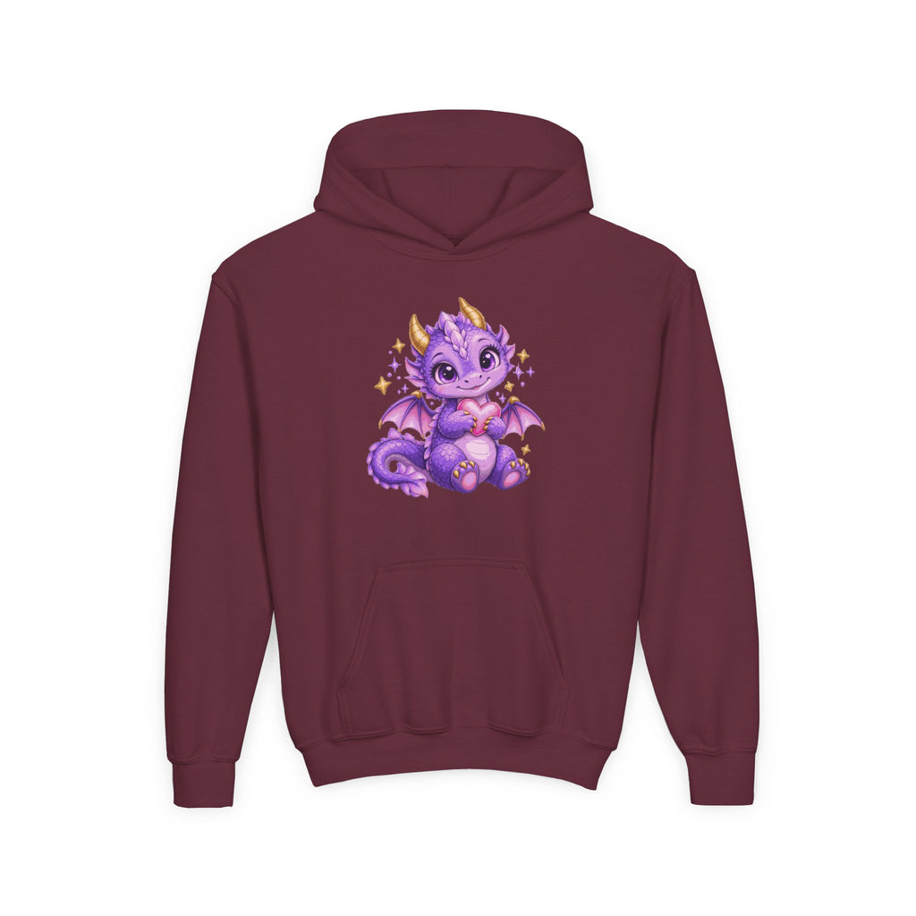 Cute Purple Dragon Girls Hoodie – Baby Dragon & Heart