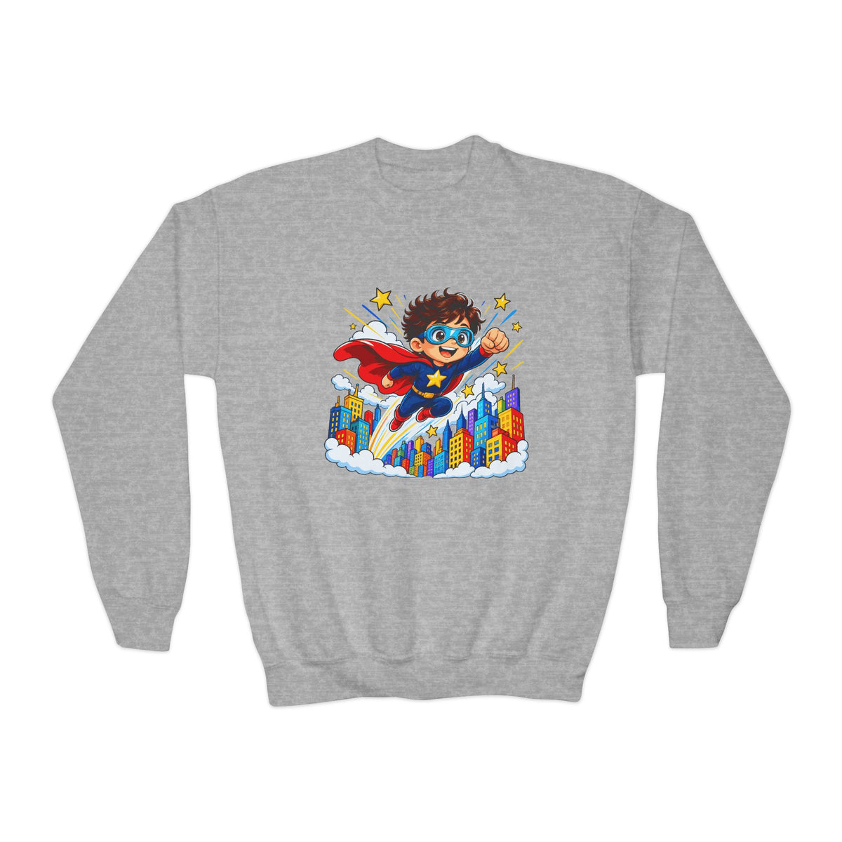 Little Superhero Kids Sweatshirt – Colorful Comic Adventure