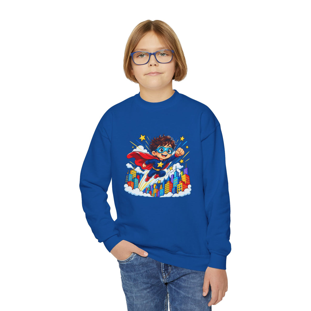 Little Superhero Kids Sweatshirt – Colorful Comic Adventure