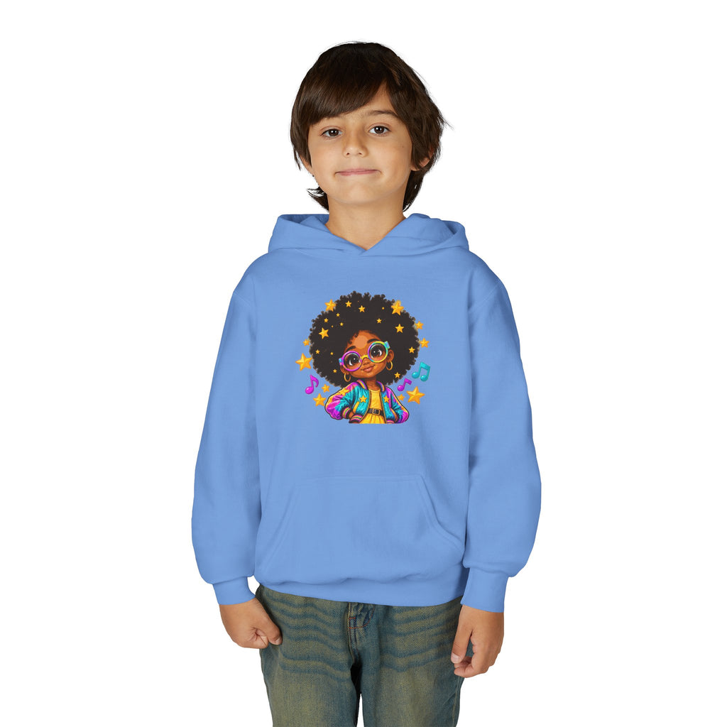 Afro Pop Kids Hoodie – Colorful Natural Hair & Music Graphic