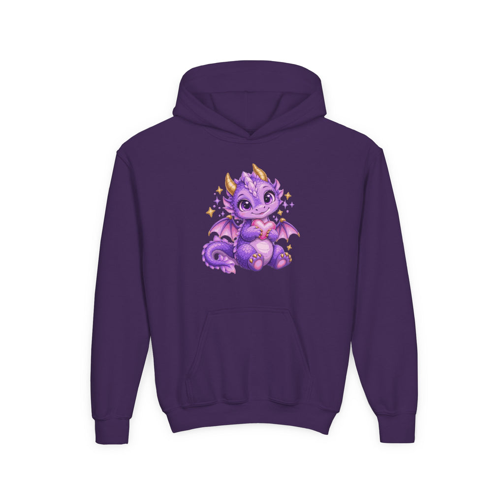 Cute Purple Dragon Girls Hoodie – Baby Dragon & Heart