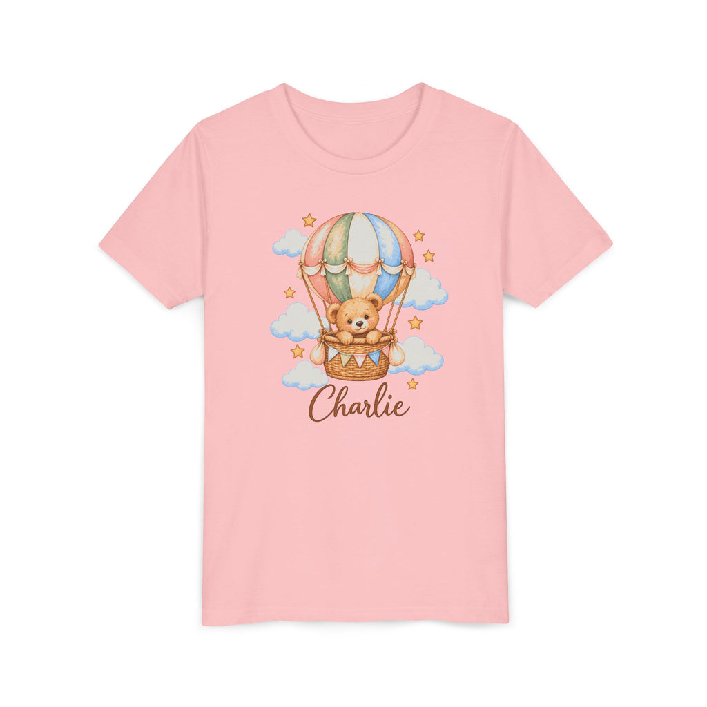 Personalized Teddy Bear Hot Air Balloon Kids T-Shirt – Custom Name