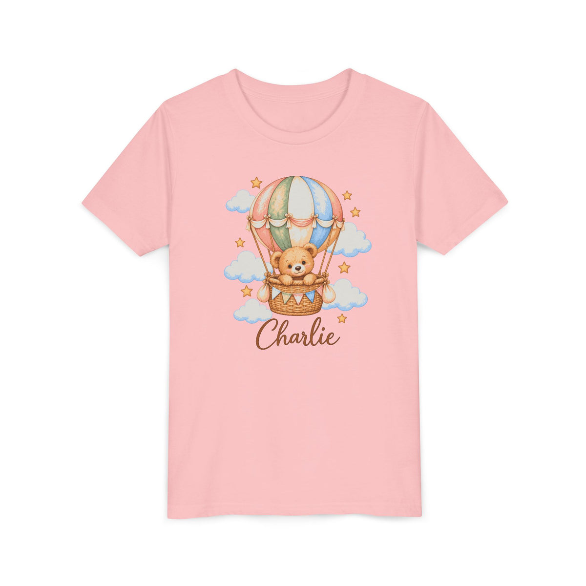 Personalized Teddy Bear Hot Air Balloon Kids T-Shirt – Custom Name